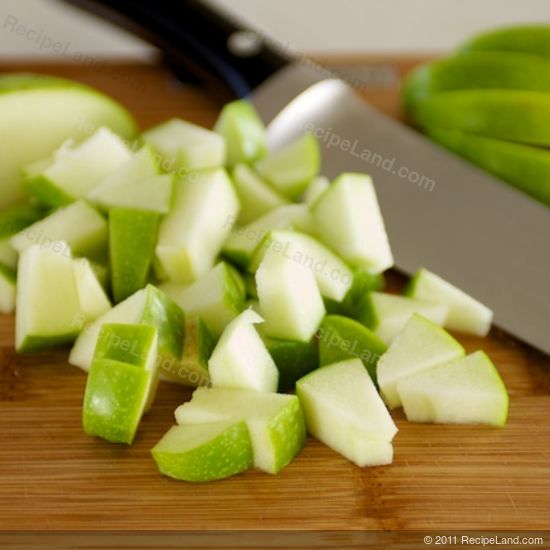 Diced Granny Smith apples