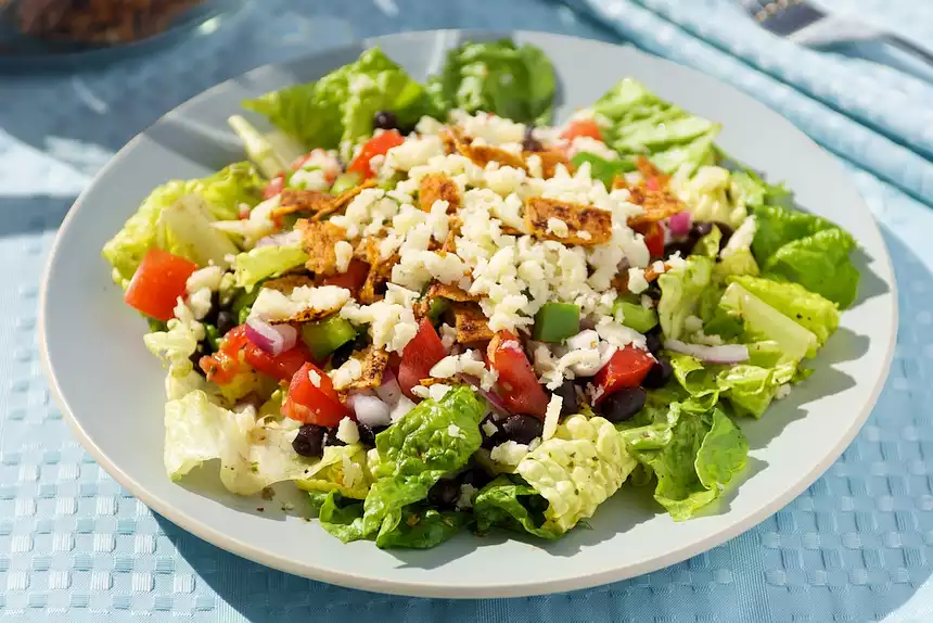 Black Bean, Veggie and Taco Salad with Lime Vinaigrette