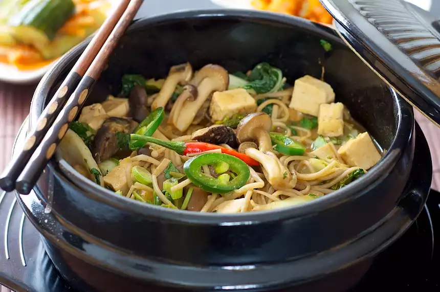 Korean Mushroom-Bok Choy Stew with Soba