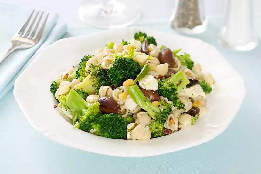 Orzo with Broccoli, Feta Cheese, and Olives