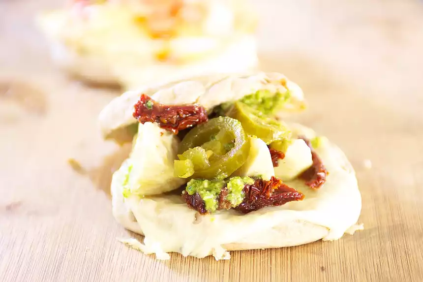 Basil Pesto, Sun-Dried Tomato Sandwich with Swiss Cheese