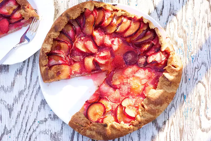 Plum and Strawberry Galette 