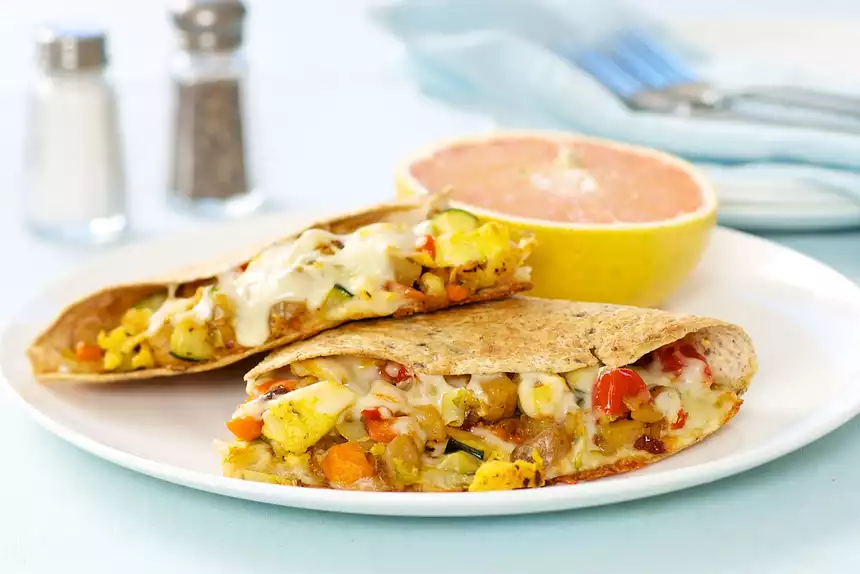 Sweet Potato, Zucchini and Tomato Quesadillas