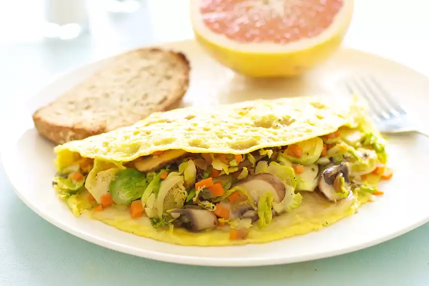 Brussels Sprouts and Mushroom Omelet