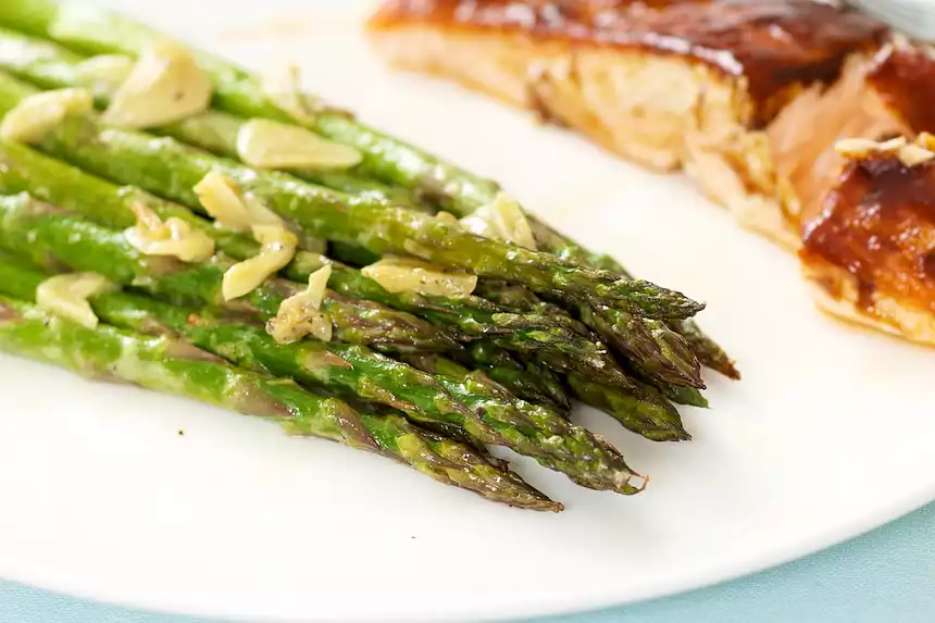 Garlicky Roasted Asparagus with Lemon Mustard Dressing