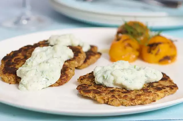 Zucchini Potato Latkes with Tzatziki