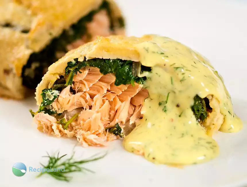 Salmon Wellington with Dilled Hollandaise