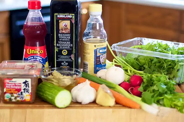 Fresh Vegetable Salad with Miso Dressing