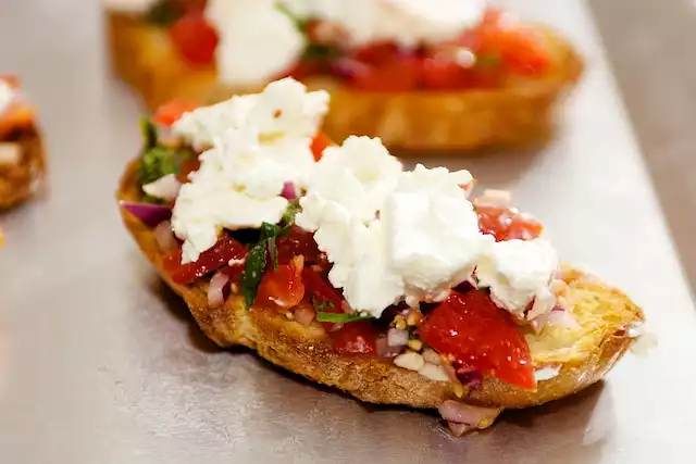 Cherry Tomato and Basil Bruschetta with Goat Cheese