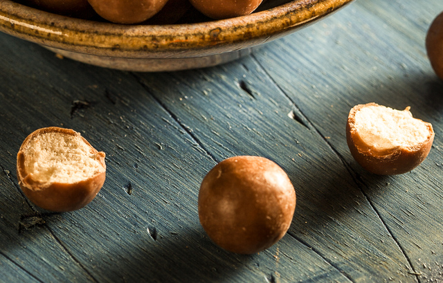 Malted milk balls close-up